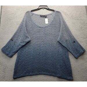 Frazzle Cover Up Women's XL Blue‎ Sheer Swimwear Long Sleeve Scoop Neck Pullover